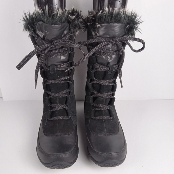 The North Face Boots Womens 6.5 Nuptse Purna Black Winter Insulated Mid Calf - Picture 2 of 8